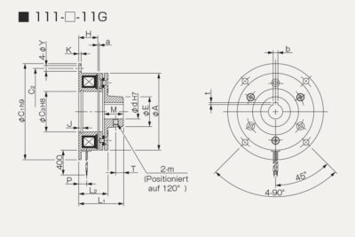 Abmessungen elektromagnetische Bremse 111-11G