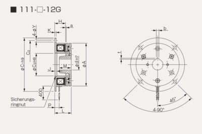 Abmessungen elektromagnetische Bremse 111-12G
