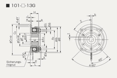 Abmessungen Elektromagnetische Kupplung 101-13G