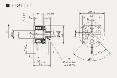 Abmessungen Elektromagnetische Mikrobremse 112 11