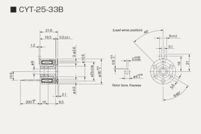 Dimensions electromagnetic microclutch CYT 25 33B