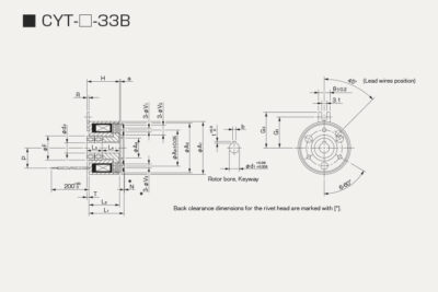 Dimensions electromagnetic microclutch CYT 33B