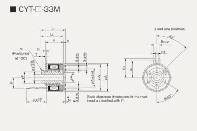 Dimensions electromagnetic microclutch CYT 33M