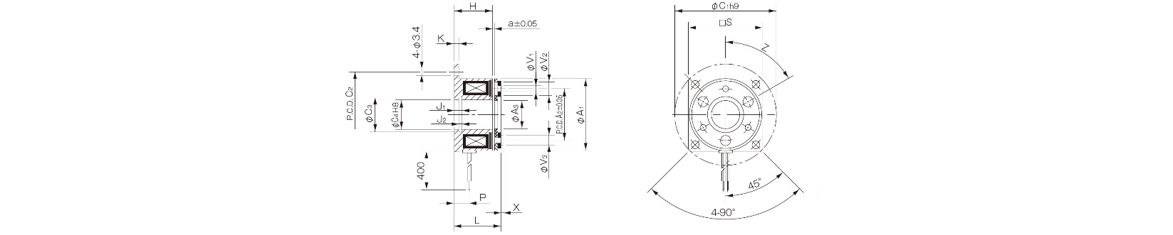 Dimensions electromagnetic microbrake 112-13