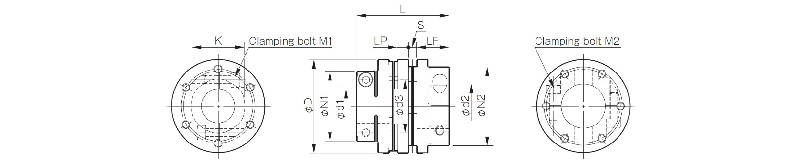 Dimensions Dics pack coupling Servoflex SFF DS-B