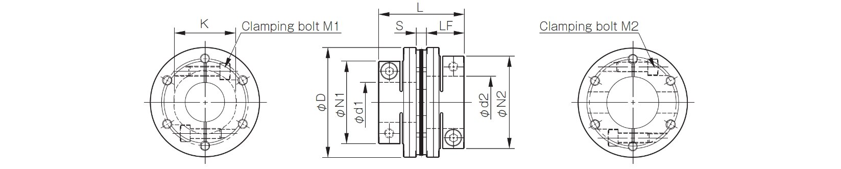 Abmessungen Lamellenkupplung Servoflex SFF SS-B