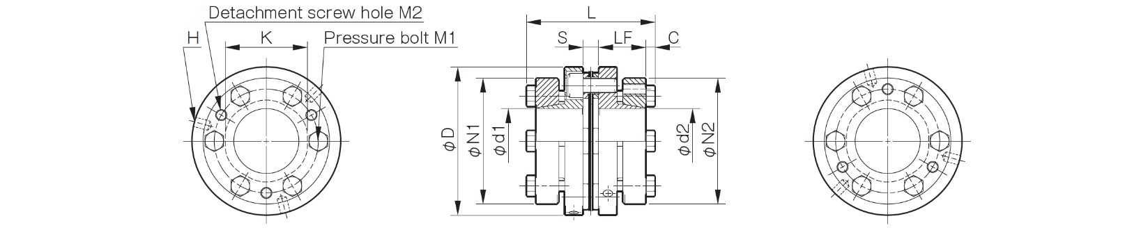 Dimensions Dics pack coupling Servoflex SFF SS-K