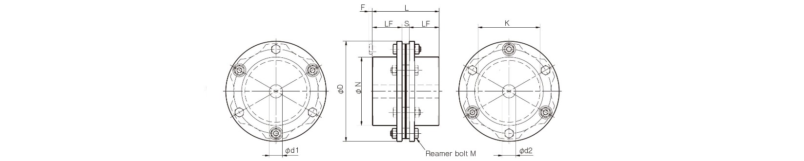 Dimensions dics pack coupling Servoflex SFH S