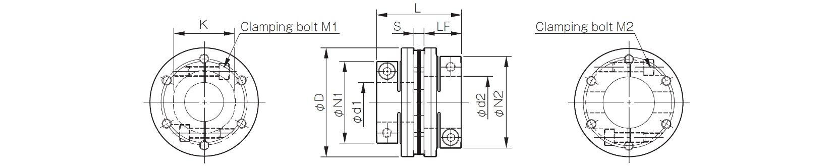 Dimensions Dics pack coupling Servoflex SFM SS-B