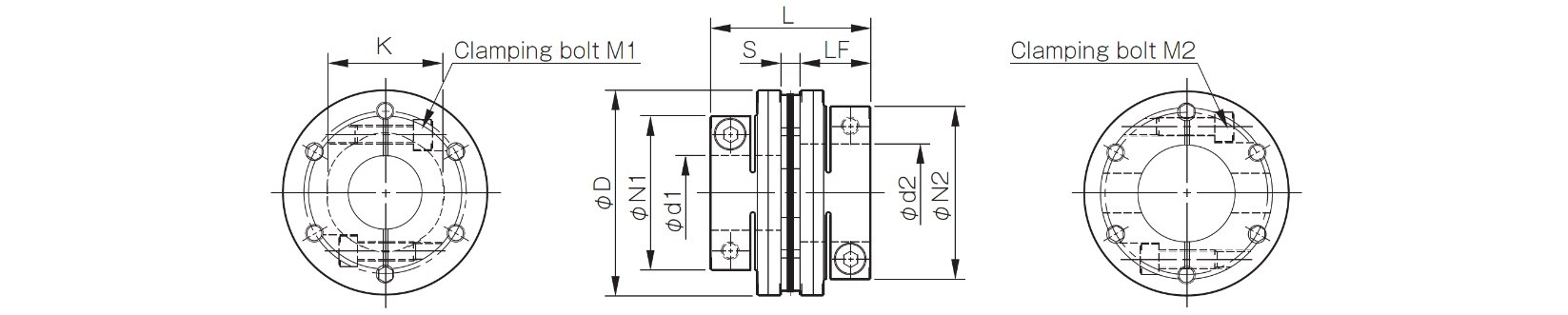 Abmessungen Lamellenkupplung Servoflex SFM SS-B