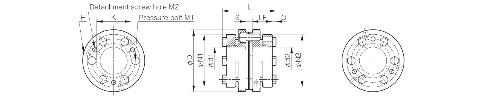 Dimensions Dics pack coupling Servoflex SFM SS-K