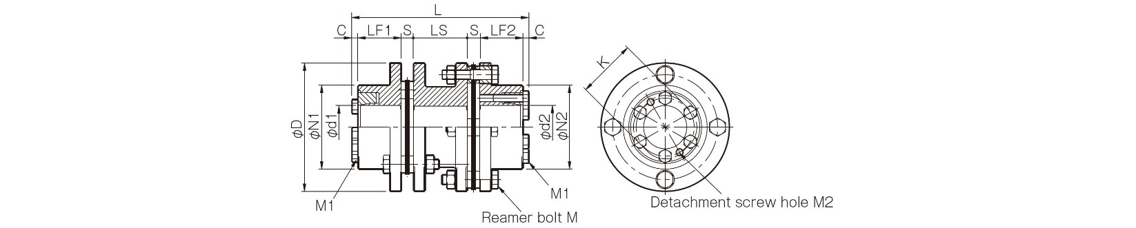 Dimensions Dics pack coupling Servoflex SFS G-M