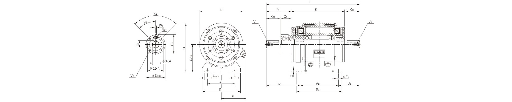 Dimensions Electromagnetic Clutch and brake unit 121