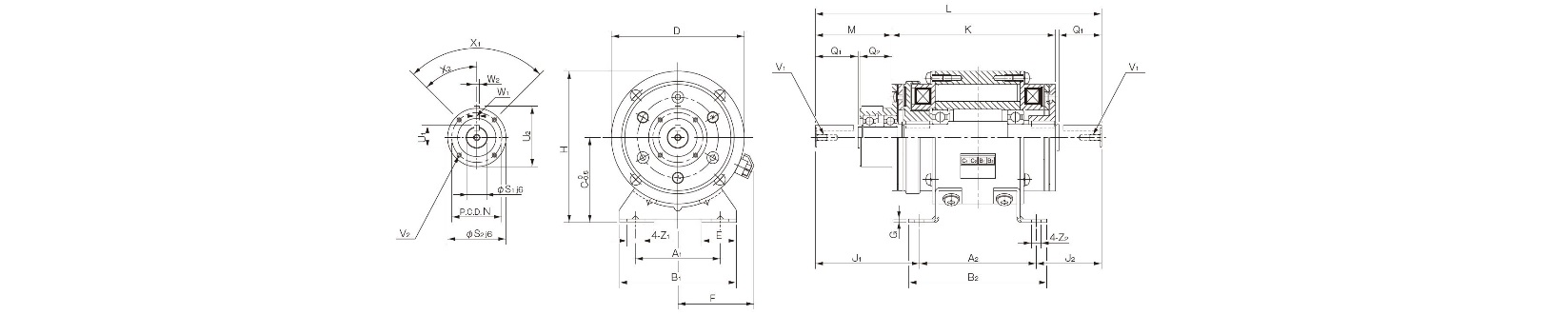 Abmessungen elektromagnetische Kupplung und Bremse Modell 121