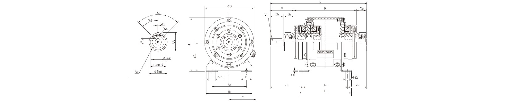 Dimensions Electromagnetic Clutch and brake unit 122