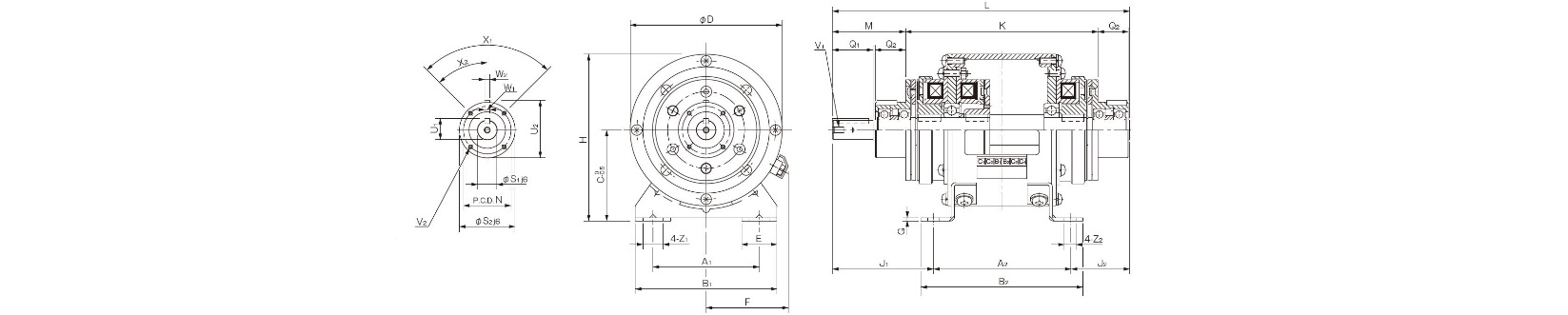 Abmessungen elektromagnetische Kupplung und Bremse Modell 122