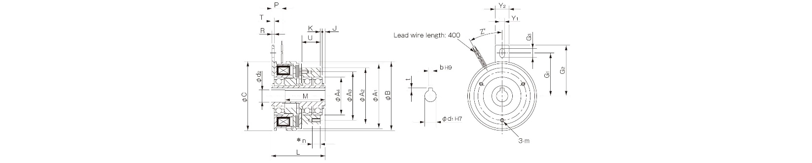 Dimensions electromagnetic clutch CSZ