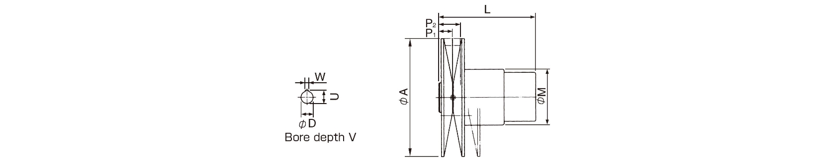 Dimensions Speed changer with pulley model PK