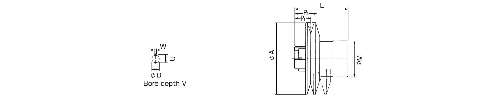 Dimensions Speed changer with pulley model PL