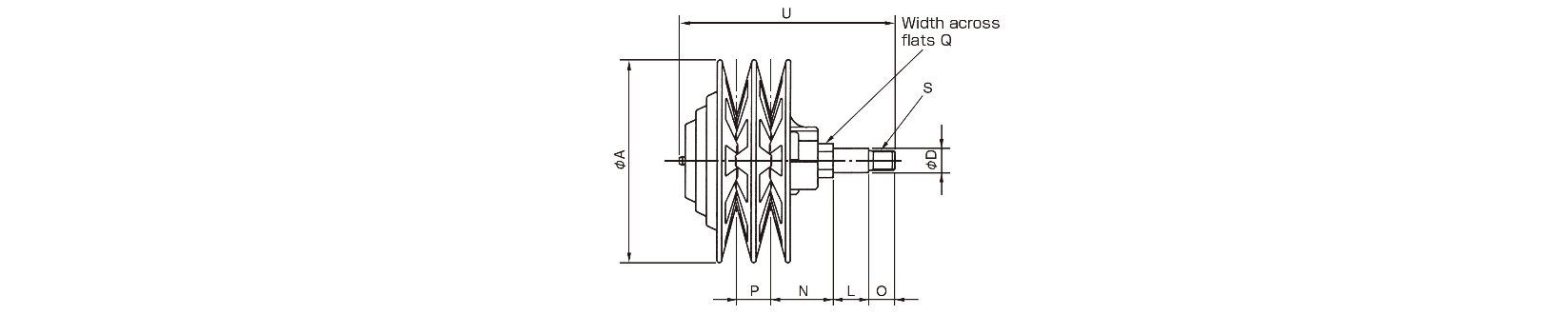 Dimensions Speed changer with pulley model T