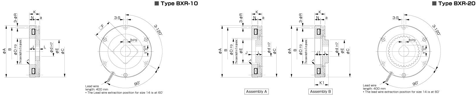 Dimensions Safety Brakes BXR