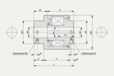 Abmessungen Drehmomentbegrenzer TT-01