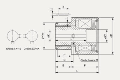 Abmessungen Drehmomentbegrenzer TT-03