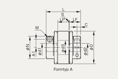 Abmessungen elastische Kupplung Servoflex SFR