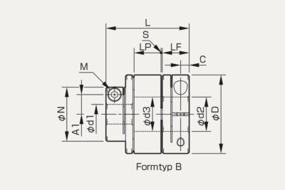 Abmessungen elastische Kupplung Servoflex SFR