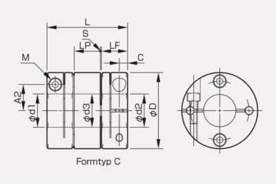 Abmessungen elastische Kupplung Servoflex SFR