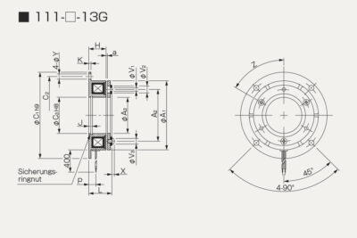 Abmessungen elektromagnetische Bremse 111-13G