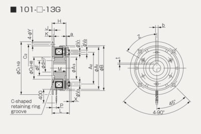 Dimensions Electromagnetic clutch 101-13G