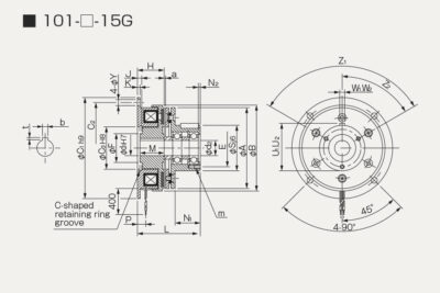 Dimensions Electromagnetic clutch 101-15G