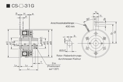 Abmessungen Elektromagnetische Kupplung CS-31G