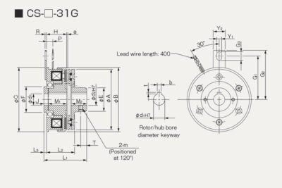 Dimensions electromagnetic Clutch CS-31G