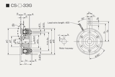 Dimensions electromagnetic Clutch CS-33G