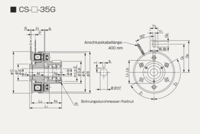 Abmessungen Elektromagnetische Kupplung CS-35G