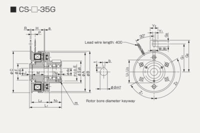 Dimensions electromagnetic Clutch CS-35G