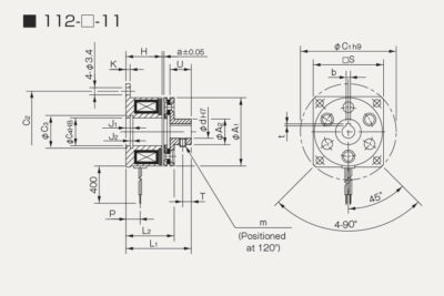 Dimensions electromagnetic microbrake 112-11
