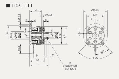 Abmessungen Elektromagnetische Mikrokupplung 102-11