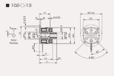 Dimensions Electromagnetic microclutch 102-13