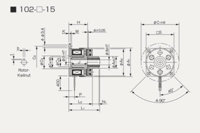 Abmessungen Elektromagnetische Mikrokupplung 102-15