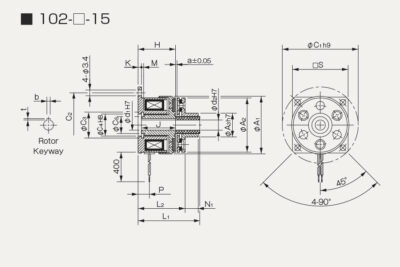 Dimensions Electromagnetic microclutch 102-15