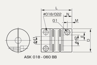 Dimensions ASK sliced couplings