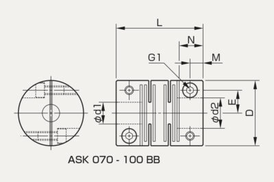 Dimensions ASK sliced couplings