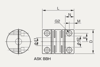 Dimensions ASK sliced couplings