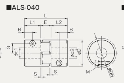 Dimensions jaw coupling ALS with clamping hub