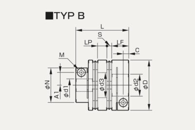Abmessungen Lamellenkupplung Servoflex SFC DA2