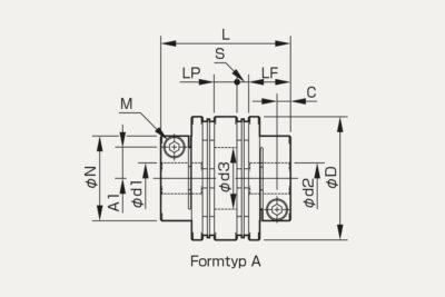 Abmessungen Lamellenkupplung Servoflex SFC DA2 Reinraum