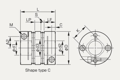 Dimensions Disc Pack Coupling Servoflex SFC DA2 cleanroom
